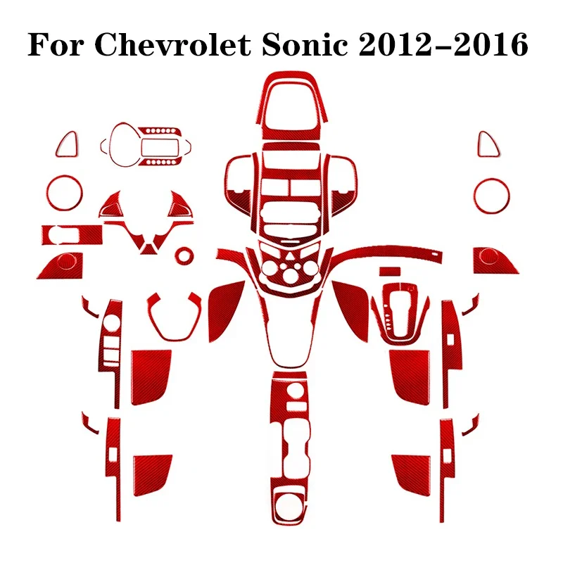

For Chevrolet Sonic 2012-2016 (With Power Windows ,No MYLINK 7" Screen) Carbon Fiber Red Stickers Car Interior Accessories