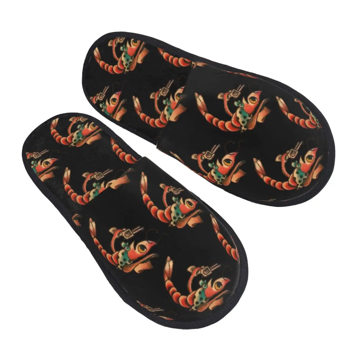 

Cute Shrimp Seafood Shellfish Shrimp Lover Plush Slippers Indoor Soft Memory Foam Slippers Non-skid