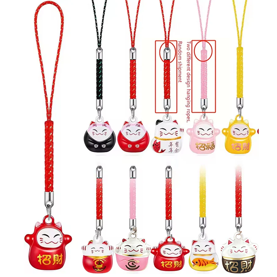 

10 Pieces Lucky Cat Beckoning Cat Keychains Pendant Japanese Maneki Neko Fortune Pendants Wealth Health Fortune Evil Gifts H-08