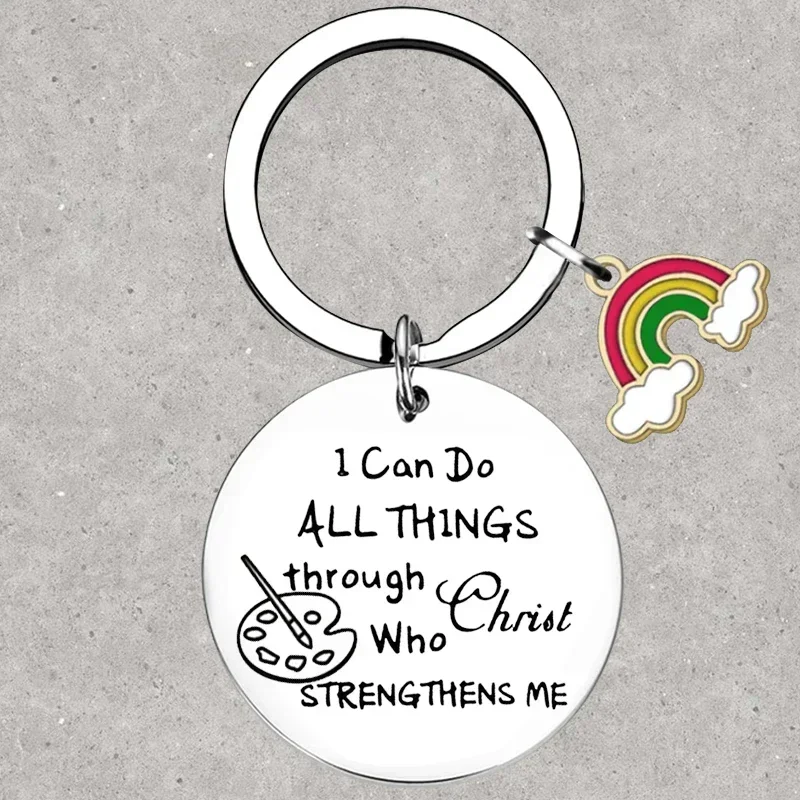 Hot Artist Keychain Painter Gift I Can Do All Things Through Christ Who Strengthens Me Artist Gift Key Rings Art Teacher Gifts