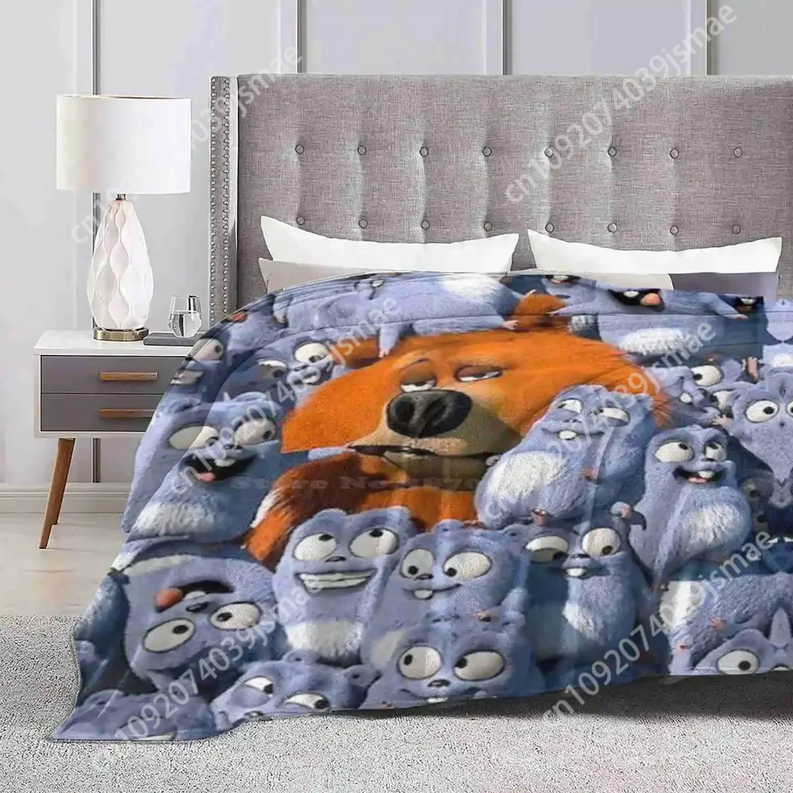 Grizzly And Lemmings Creative Design Light Thin Soft Flannel Blanket Kids Tv Baby And Kids Grizzy And The Lemmings Custom