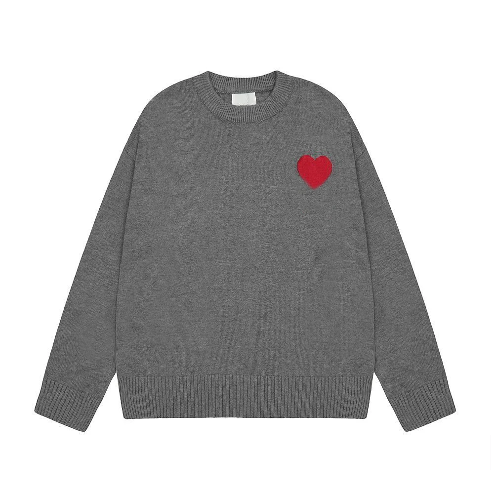 Women's Sweater Casual Red Love Jacquard Round Neck Sweater Fall Winter Solid Youth Long Sleeve Loose Pullover Couple Knitwear