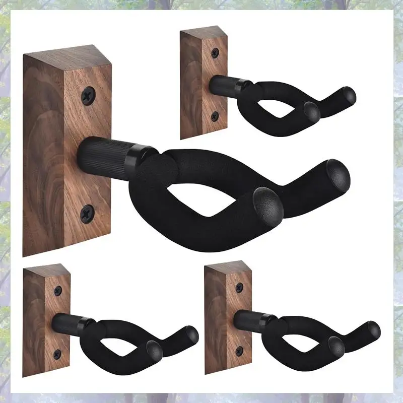 New Arrival 4PCS Guitar Hook Walnut U-Shaped Guitar Hanger Wall Mount Stand For Acoustic, Electric Guitar, Bass