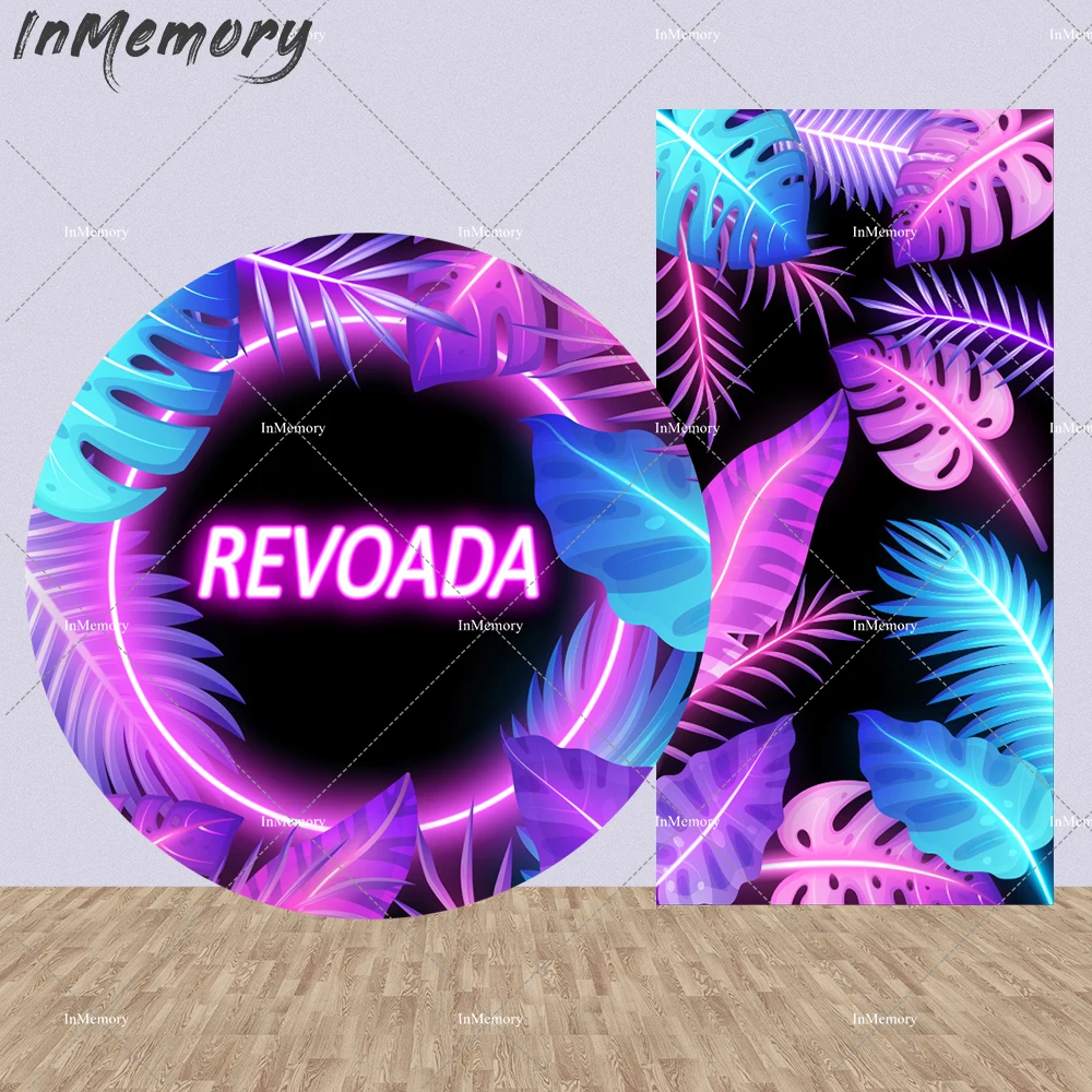 Neon Glow Fashion Party Round Backdrops 3D Aperture Stage Light Future Sense Laser Spray Retangular Backgrounds For Photography