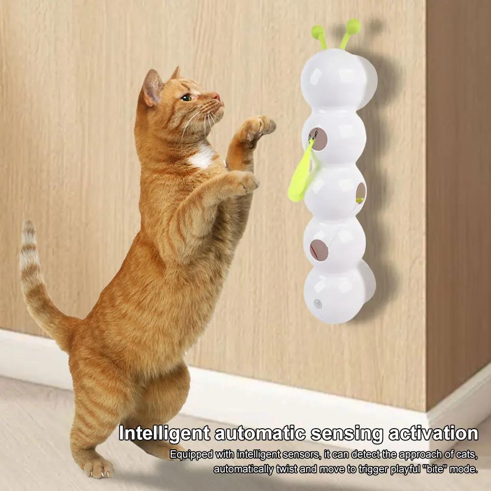 Caterpillar Interactive Cat Toy Motion Activated Teasing Cat Toy Rechargeable Kitten Toy for Bored Indoor Cats
