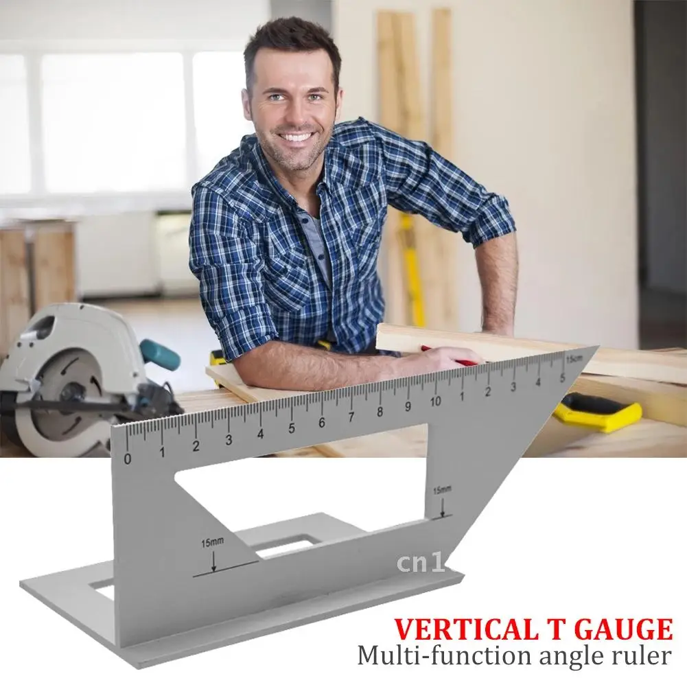 

45/90 Degree Gauge Right Angle Ruler Protractor Layout Miter Triangle Ruler Measuring Woodworking Tool Protractor