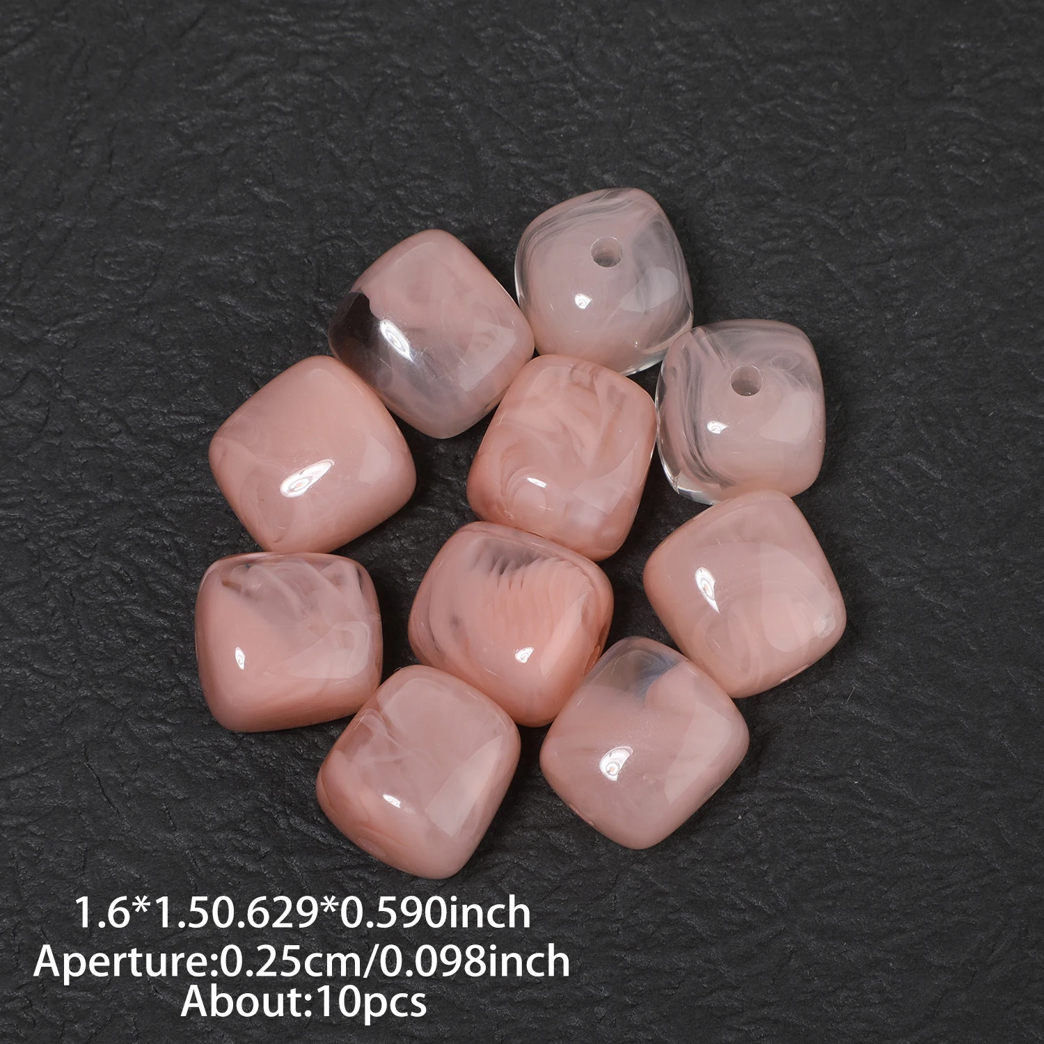 10 Stück quadratische, perforierte Acrylperlen, 16 x 15 mm, zweifarbig, lose Perlen zum Basteln von Schmuck, zum Beispiel für Halsketten und Armbänder. – Detail 5