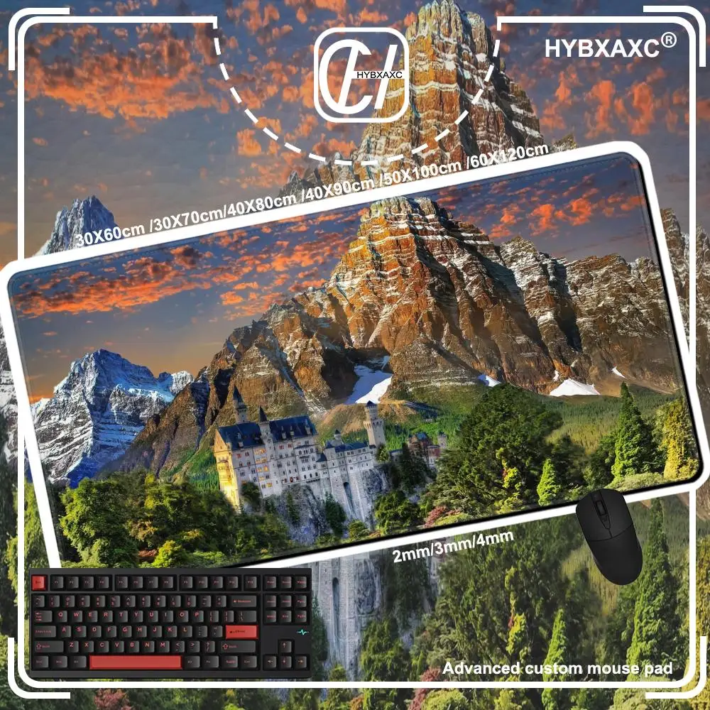 HYBXAXC Neuschwanstein Castle Germany Mouse Pad Cute HD Desk Pad Extended Gaming Keyboard Mats Large 90x40cm XXL Gamer Mousepad