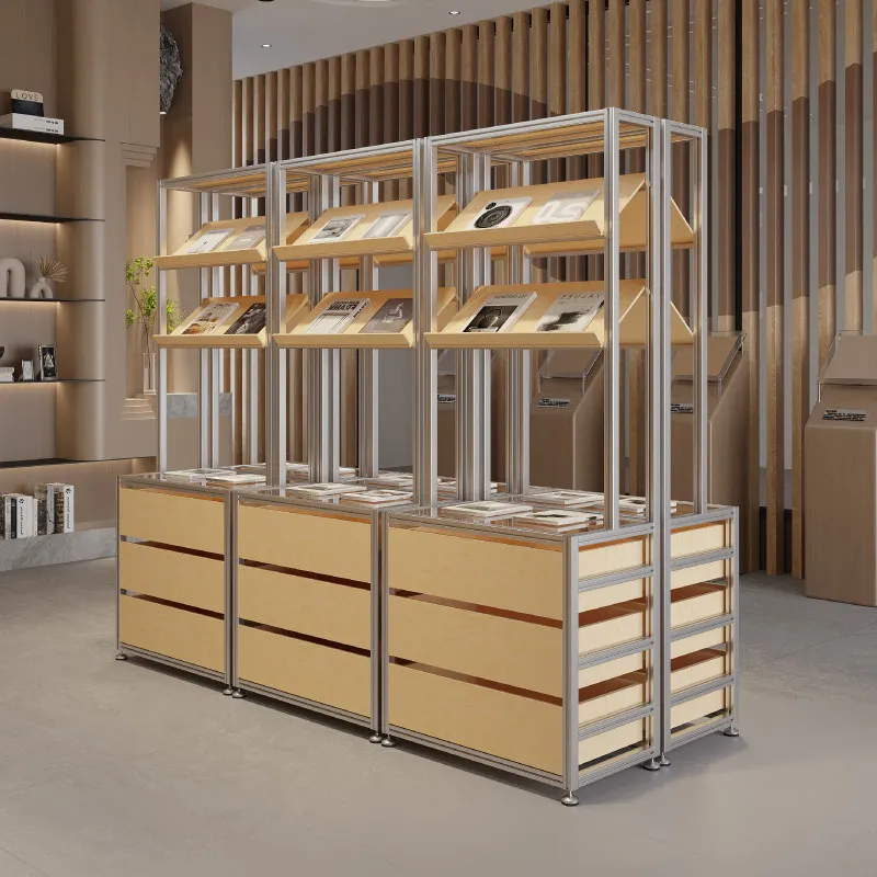 ！@Modern Customizable Aluminum Home Furniture Commercial Showcase Exhibition Bookshelf Sample Storage Rack Shelf Floor Multi-lay
