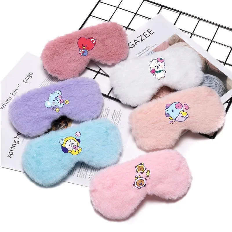 

Best-seller BT21 Plush Eye Mask Cartoon Cute Simple Fashion Anime Sleep Aid Light Blocking Office Worker Napping Eye Mask