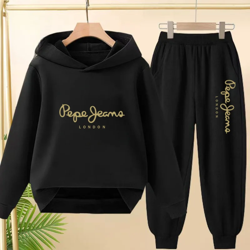 

Boy Girl Autumn Winter 2 Piece 3-12 Age Children Casual Cute Letter Hoodie Trousers Pullover Hooded Outdoor Sportswear Outerwear