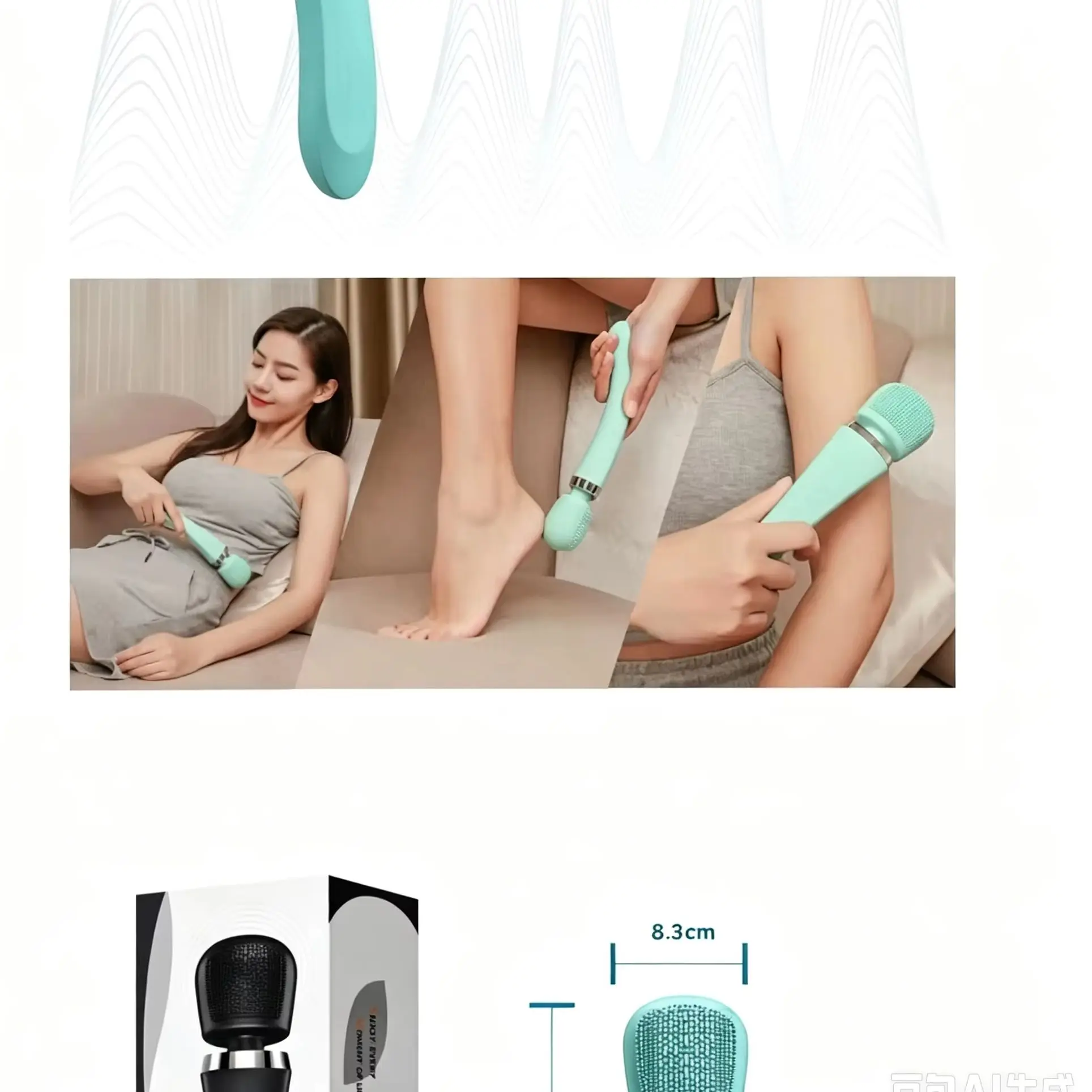 Wireless Handheld Silicone Vibration Massager IPX7 Waterproof Portable Charging Cervical Spine Full Body Massage Stick