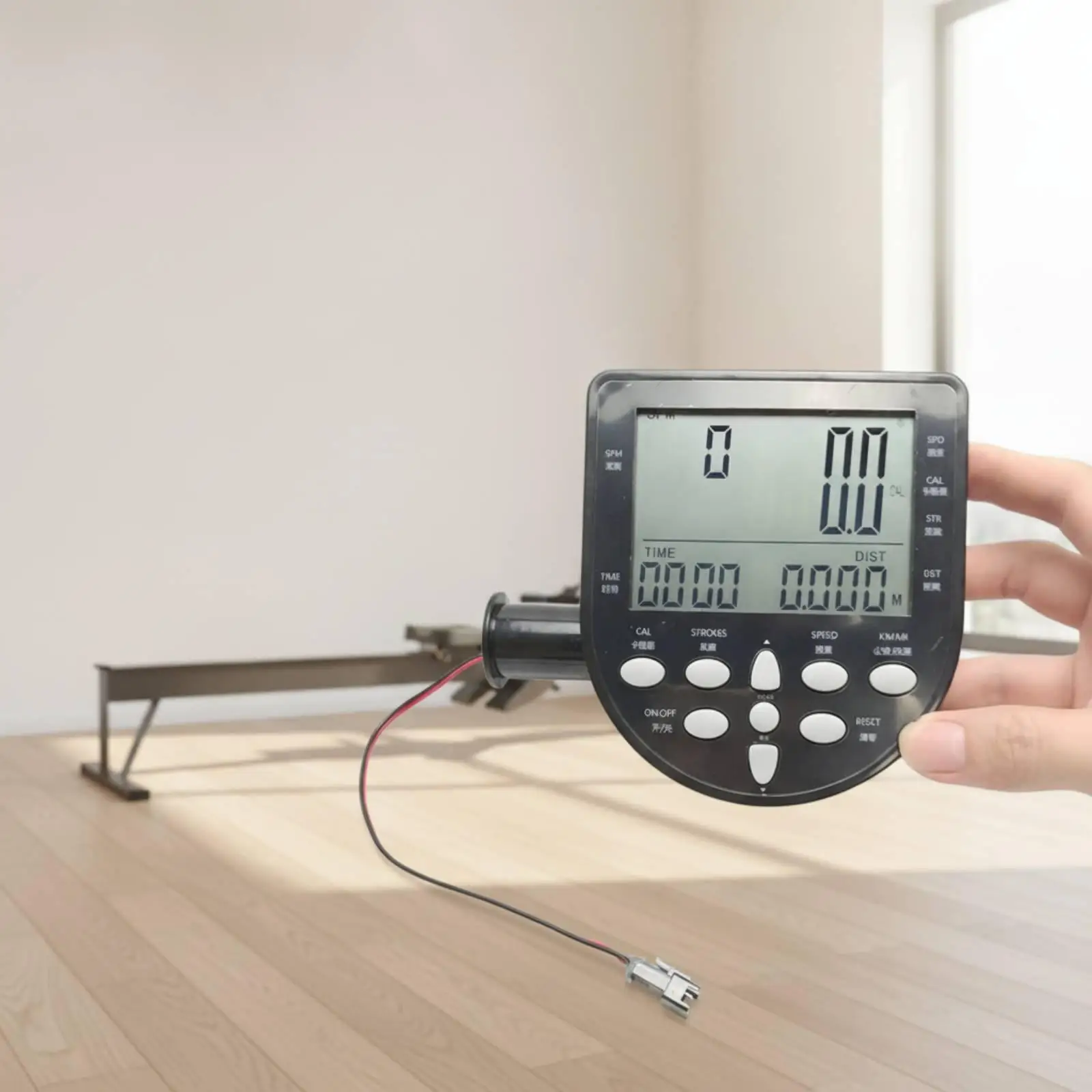 Rowing T Exercise Machine Monitor Clear Metrics Plastic Console Wired Sensor Mount for Rowing Machine Hometrainer Use