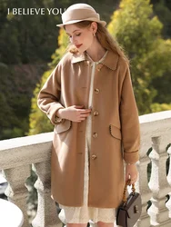 I BELIEVE YOU Camel Maillard Woolen Coat For Women Winter Long 2023 New Warm Vintage Quality Fashion Outerwear Lady 2234185449