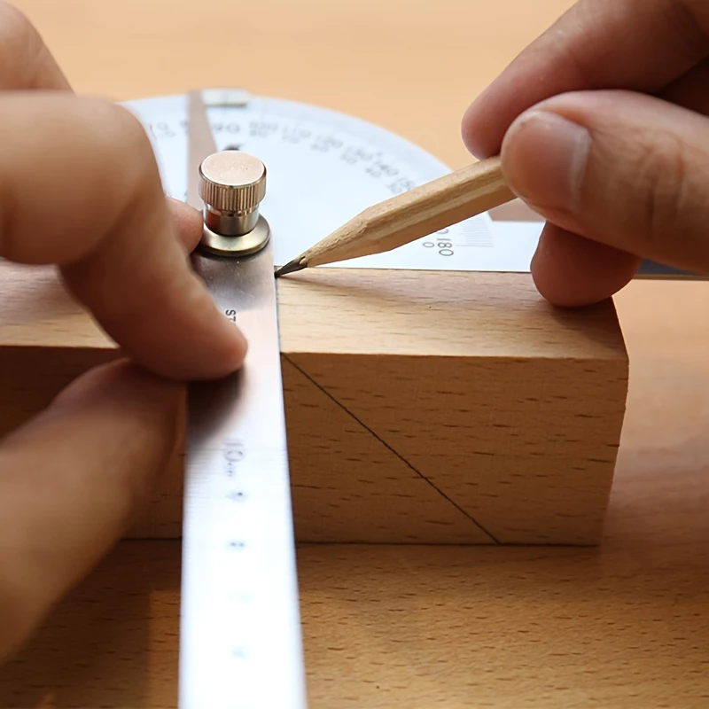 Stainless Steel Protractor 180 Degrees Two Arm Ruler Adjustable Angle Protractor Woodworking Ruler Craftsman Angle Measure Tool