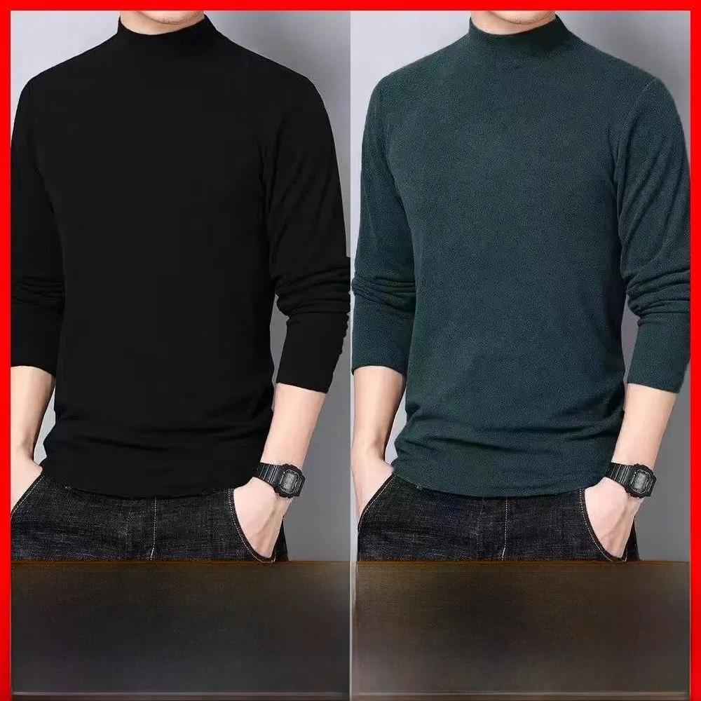 厚手のフリースハーフハイカラーメンズサーマルシャツ韓国スタイル暖かいベースレイヤーシャツ秋と冬のカジュアルウェア用