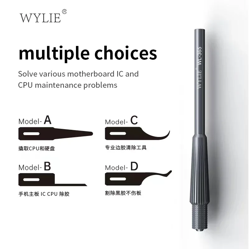 WYLIE WL-365 4 en 1 cuchillo multifuncional pulido a mano juego de cuchillas ultrafinas placa base de teléfono eliminación de pegamento IC CPU herramienta de palanca