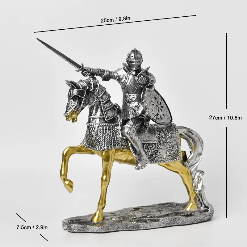 Order of Knights Creative Figure Statue Heavy Armored Resin Knight Sculpture Desk Room Aesthetic