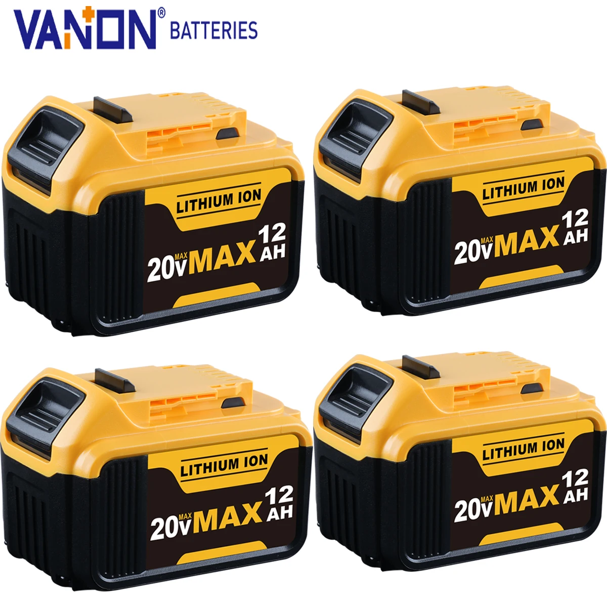 

Литиевая батарея Vanon 4P DCB205 12 Ач 20 В MAX, совместимая с беспроводным электрическим инструментом DCB200 DCB180, замена штифта батареи DeWalt