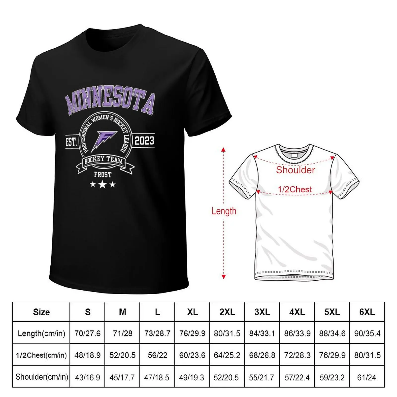 Minnesota Frost Hockey Team Retro Logo 2023 T-Shirt Casual Lightweight Short Sleeve Top