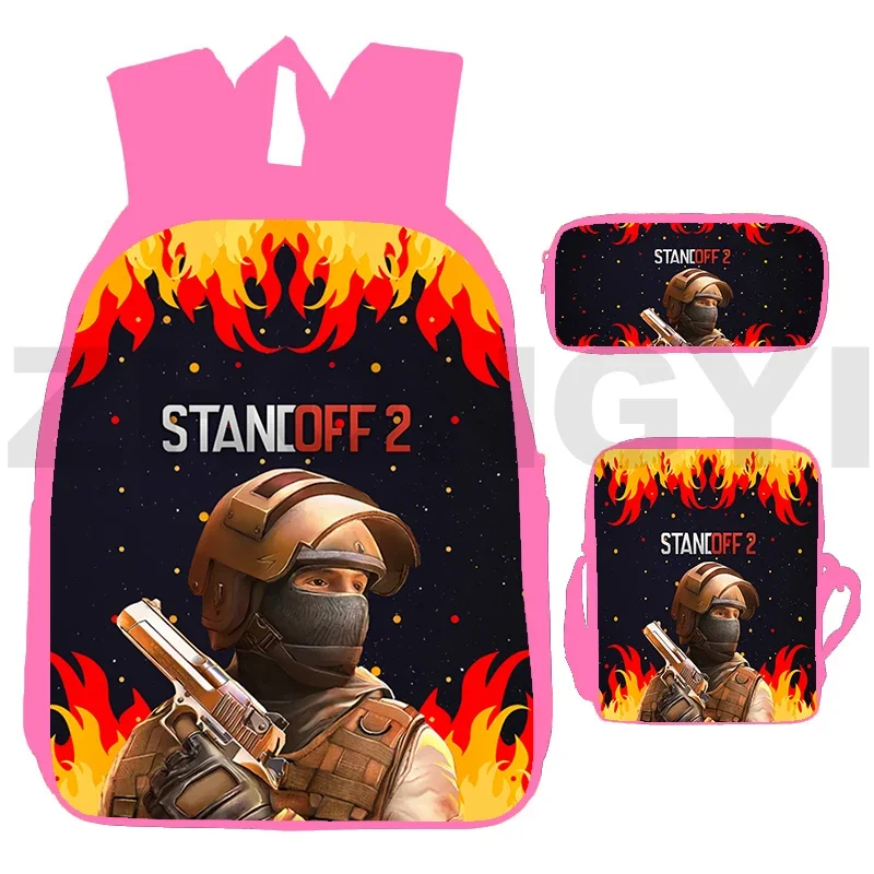 3 Pcs/Set Anime Standoff 2 Backpacks 3D Print Shooting War Game Back To School Mochila Bookbag Waterproof Canvas Bags for Women