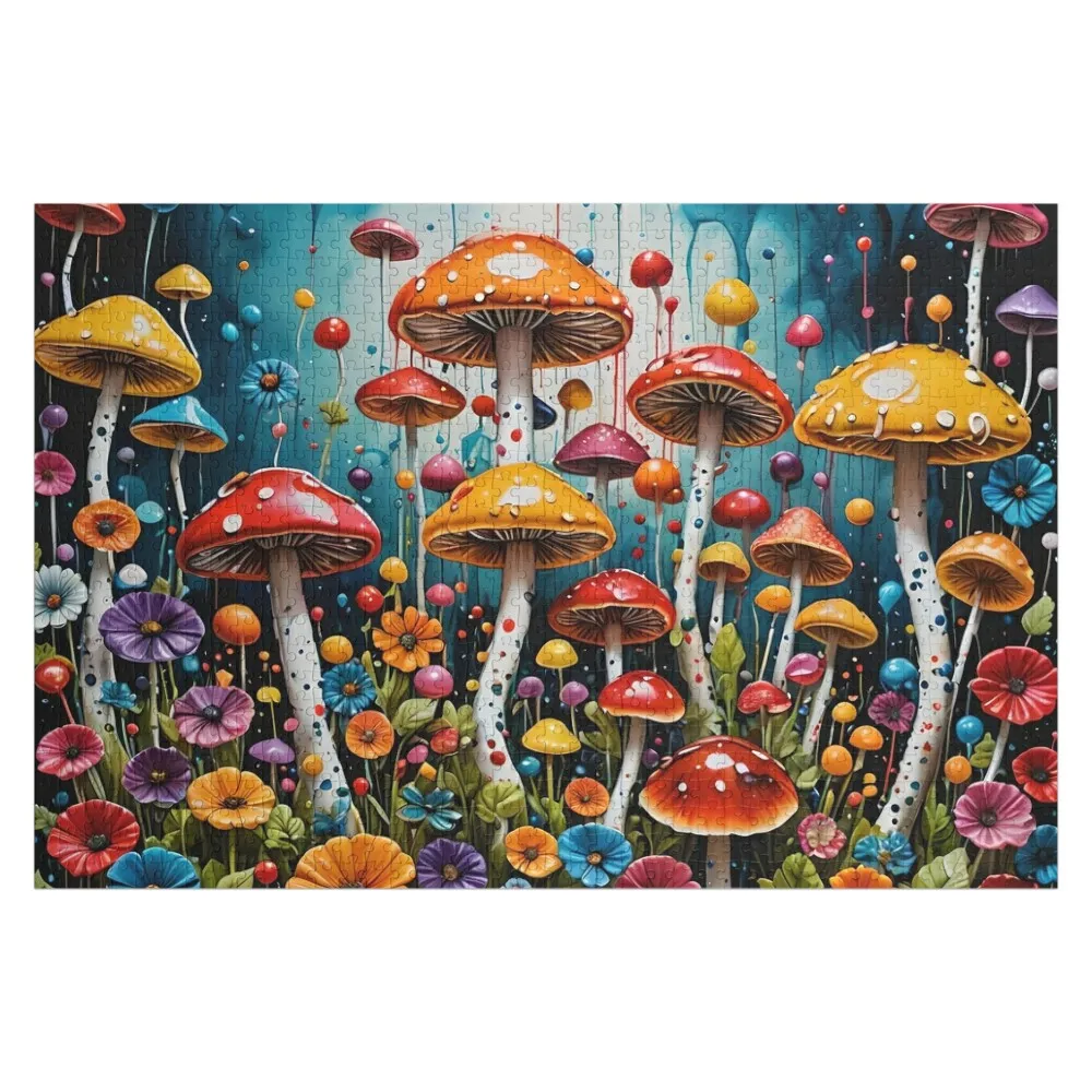 

Mushrooms: Vibrant Fungi Fantasia 021 Jigsaw Puzzle Wooden Animal Personalized Gift Photo Personalized Baby Object Puzzle