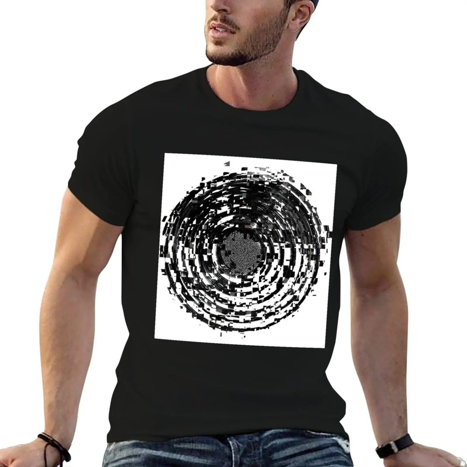 Glitch black T-Shirt cute tops oversizeds big and tall t shirts for men