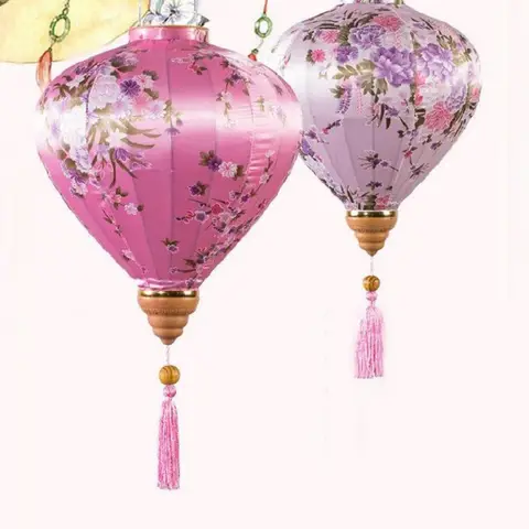 Chinese Silk Floral Lantern Wedding Party Spring Festival Decor Hanging Antique Lantern Outddor Street New Year Vietnam Lantern