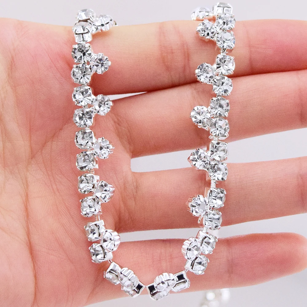 1 size silver rhinestone trim cup chain Crystal chain Ribbon Trim DOT SS18 Suitable for clothing shoes bag DIY sewing accessorie