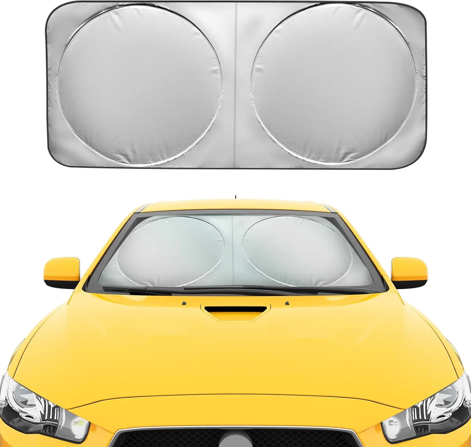 

Car Windshield Sun Shade, 74.8"×35.4" Foldable Sunshade for Car Windshield, Front Window Sun Blocker for Heat & UV Ray Protectio