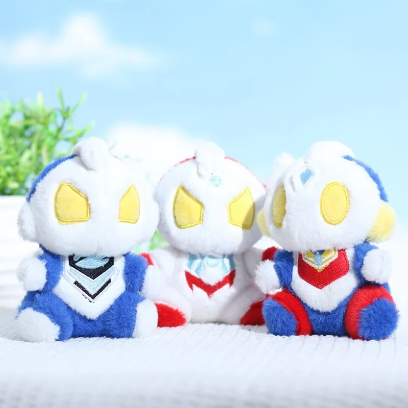 Tiktok Network Red Cute 12cm Ultraman Pendant Doll Plush Toy Children Doll Bag Hanging Doll Key Chain Christmas Child Gift Toys