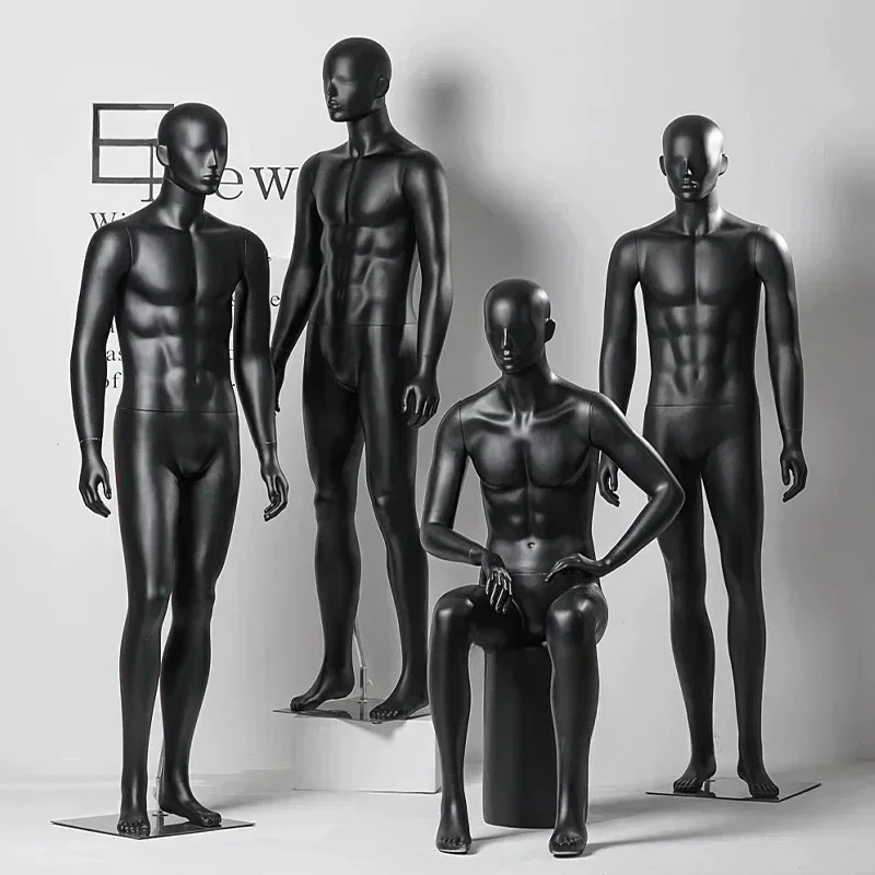 Full Body Men's Clothing Store Men's Model Display Stand Clothing Store High-end Dummy Male Mannequin Stand Dumb Black Mannequin