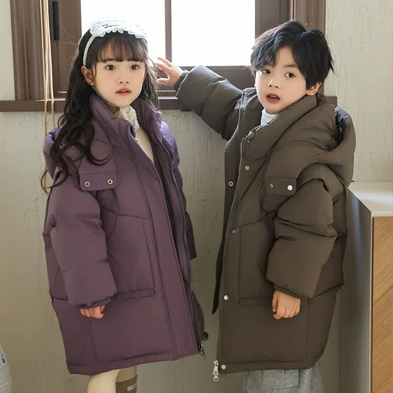 

OLEKID 2025 korean Children Winter Jacket Coat Hooded Thick Warm Girl Down Jacket 3-10 Years Kids Parka Boys Outerwear Outfit