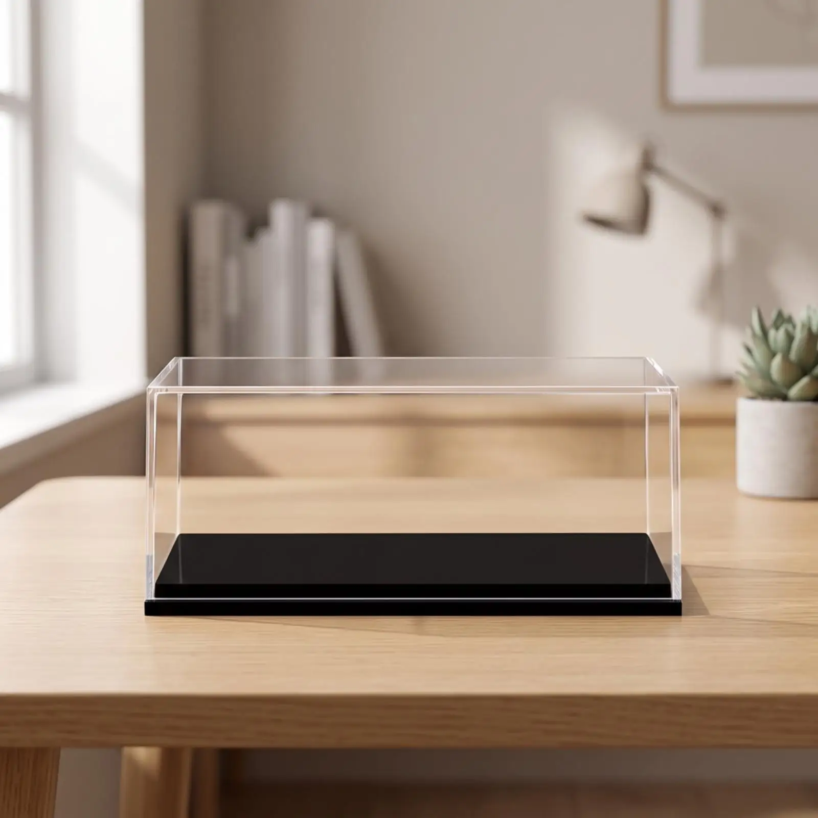 Acrylic Car Model Display Case Miniature Showcase Box for 1 64 Scale Kit with Ebony Base Elegant Look