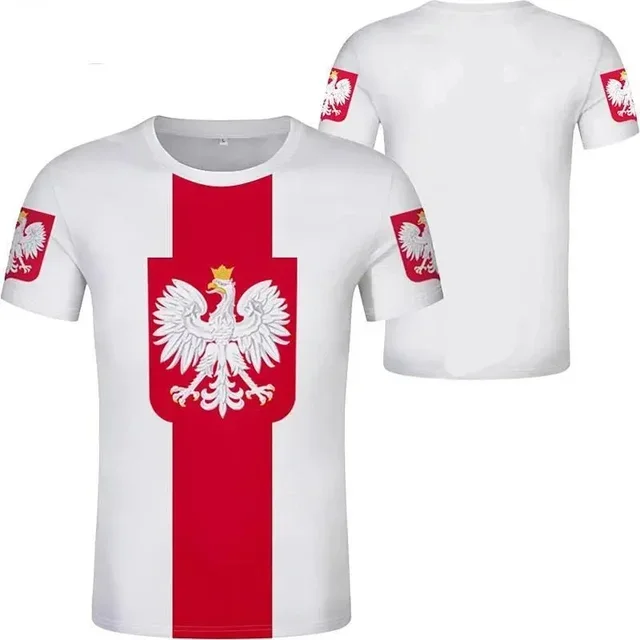 2025 New Polish Polska Men's T-shirt White Eagle Badge Custom T-shirt Football Men's 3D Polish Flag Graphic T-shirt