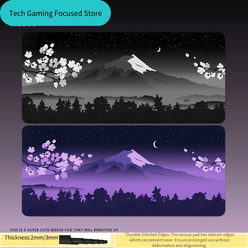 Sakura Scenery Mauspad, große, rutschfeste Schreibtischunterlage, Gummi-Gaming-Mauspads, langlebig, dicker Rand, geeignet für Büro und Gaming