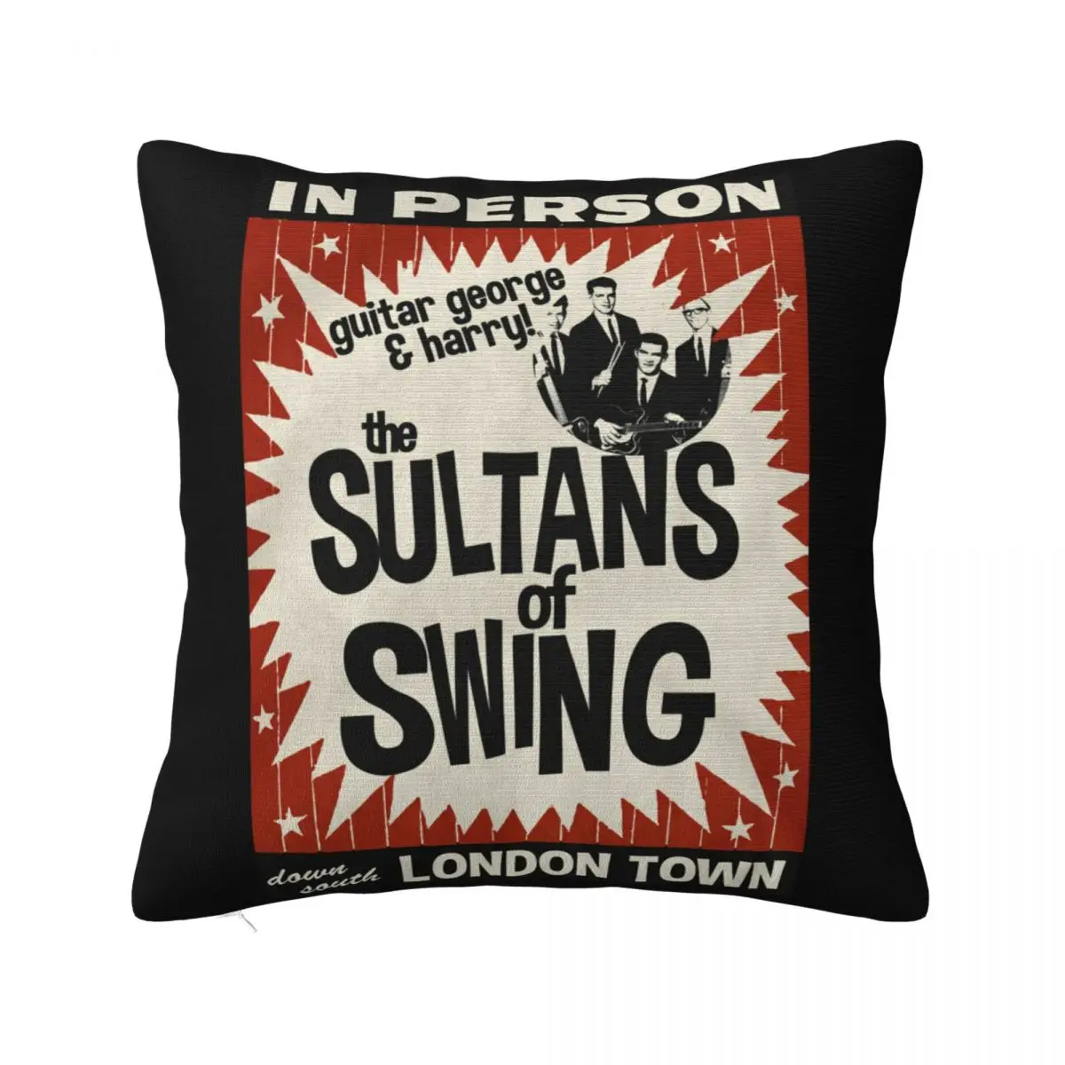 Inspired By Dire Straits Sultans Of Swing Gig Poster Mark Knopfler Classic Family Cartoon Character Pillow Case