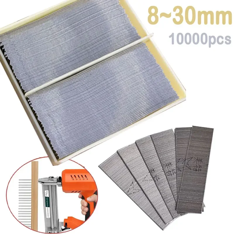 10000pcs 6-30mm Stainless Steel Mosquito Stapler Nail Straight Finishing Nails Kit for P616 P622 P630 Pneumatic Brad Nailer Gun