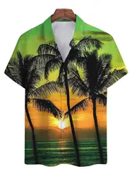 2022Men's Shirt Casual Hawaiian Pattern Short Sleeve Tops Hip Hop Street Beach Party Men's Shirt Men's Clothing Shirt Men Summer