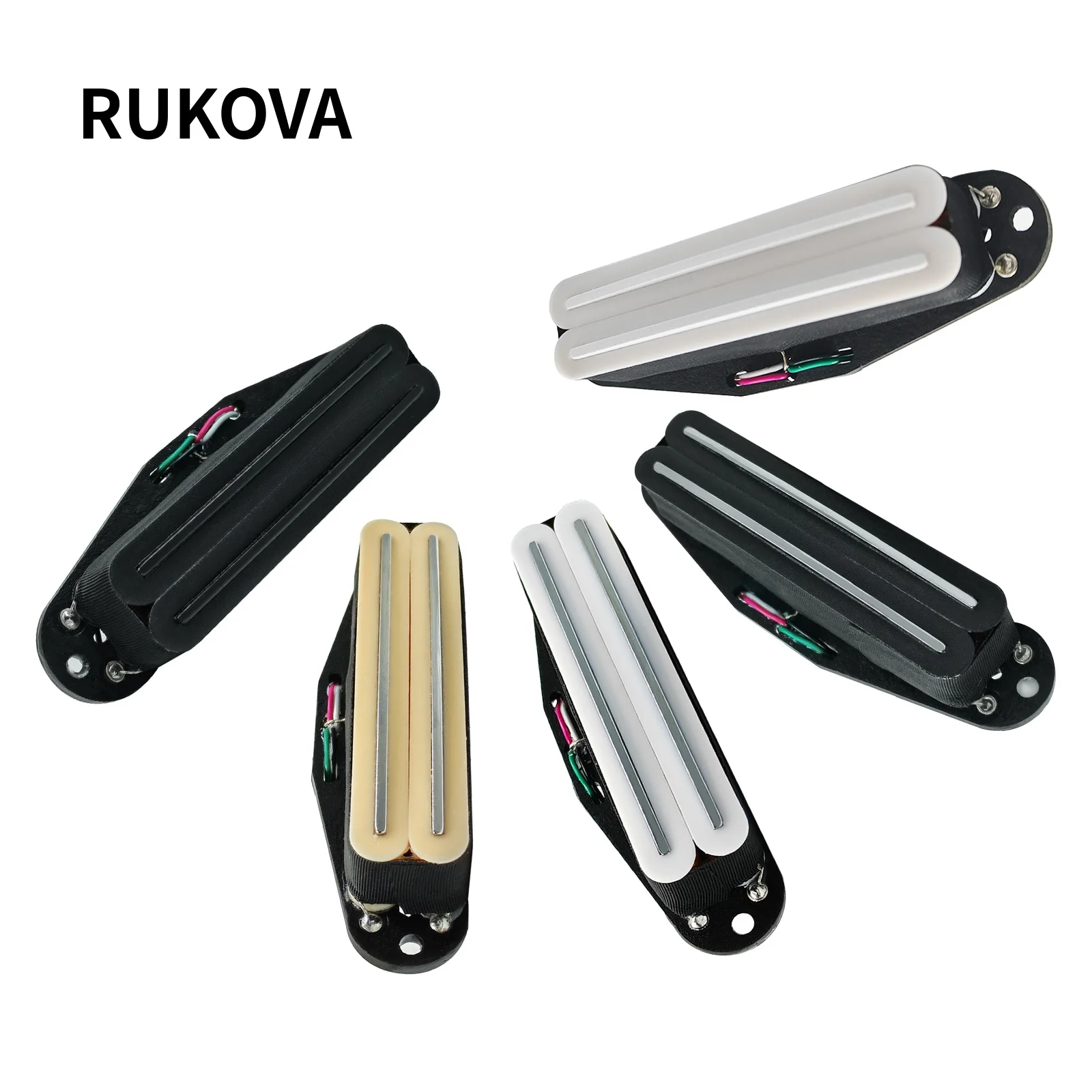 RUKOVA Single Coil Sized Alnico 5 Super Distortion Humbucker Pickup for Strat Electric Guitar (Neck/Middle/Bridge)