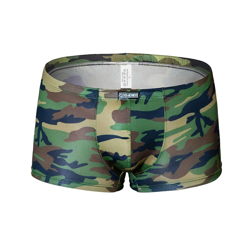 Mens Briefs Camo Print Men's Underwear for combo Set Includes Low Waist Boxer Trunks and Matching Vest in Four Sizes