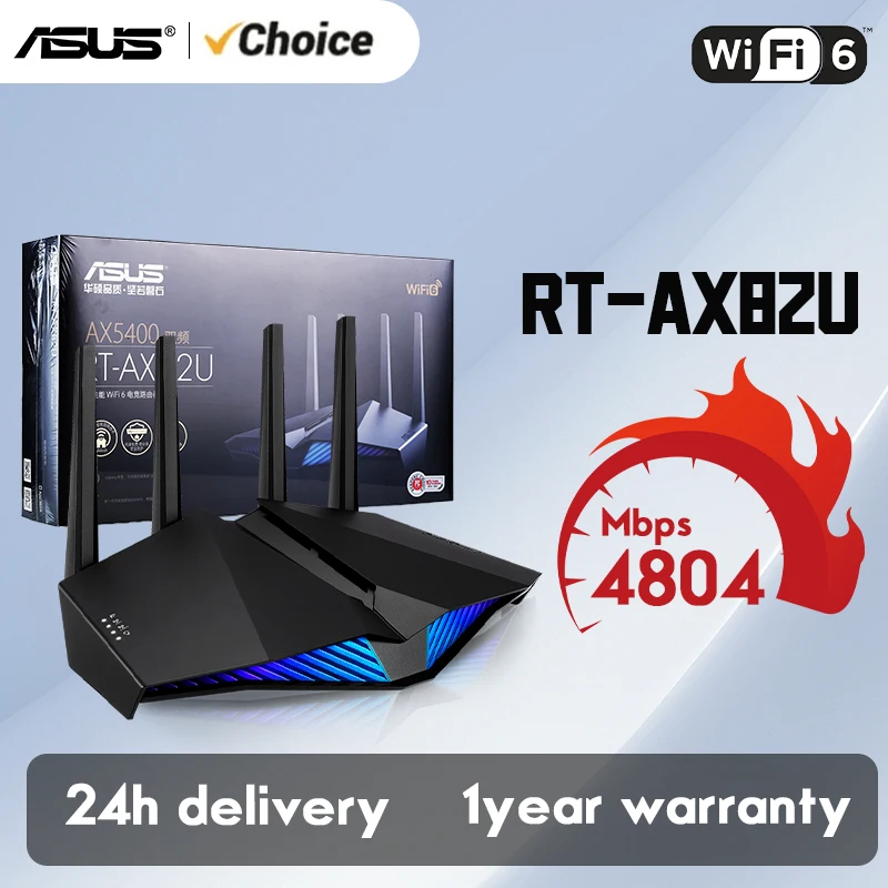 ASUS RT-AX82U AX5400 Dual-Band WiFi 6 Gaming Router, Game Acceleration, Mesh Support, Dedicated Port