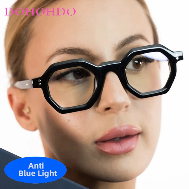 

Trendy Vintage Brand Designers Polygon Blue Light Blocking Glasses Women Men Optical Spectacle Protection Computer Eyeglasses