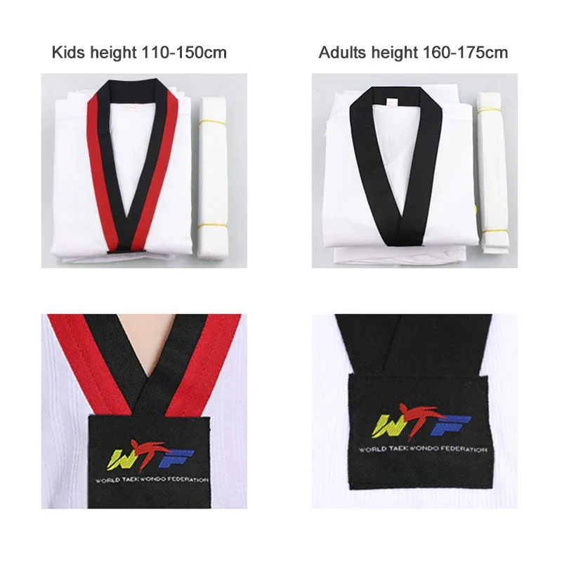 TKD Costumes Clothing White Taekwondo Uniforms WTF Karate Judo Dobok Clothes Children Adult Unisex Long Sleeve Gi Uniform