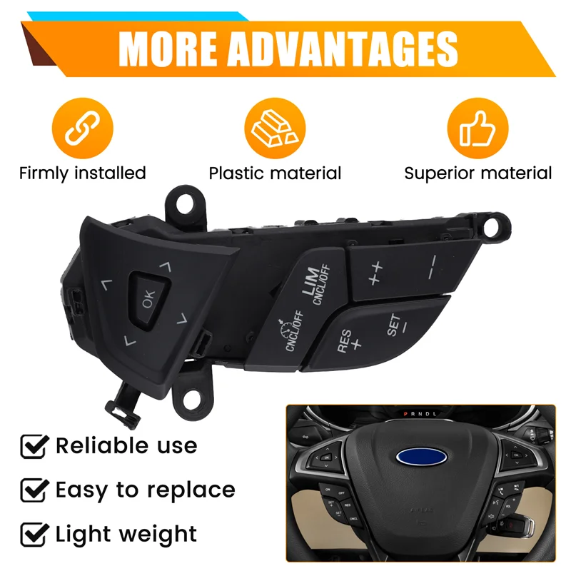 

Steering Wheel Switch Cruise Control Switch DG9Z-9C888-AD DG9Z9C888AD For Ford Fusion Edge 2013-2023