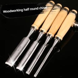 Woodworking Outer Edge Semi-circular Chisel Wooden Handle Grooving Chisel Trenching Multifunctional Woodworking DIY Carving Tool