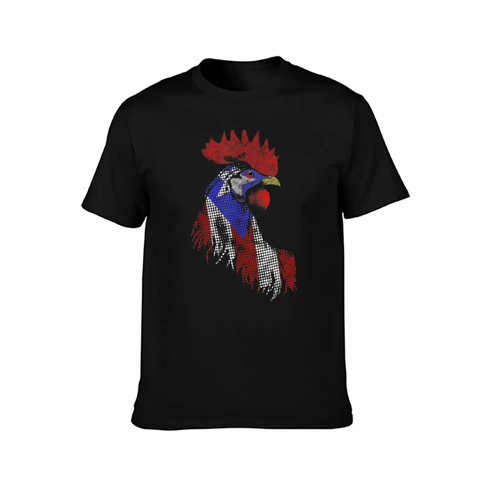 Puerto Rican Rooster Gallo Bandera Puerto Rico Rooster Flag T-Shirt All Match Basic Short Sleeve Top T-Shirt