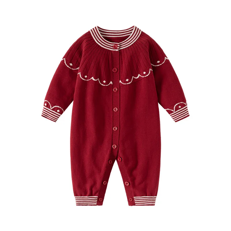 0-24M Newborn Kid Baby Girl Winter Clothes Knit Baby Romper Sweater Thick Warm Jumpsuit Cute Sweet Princess Outfit