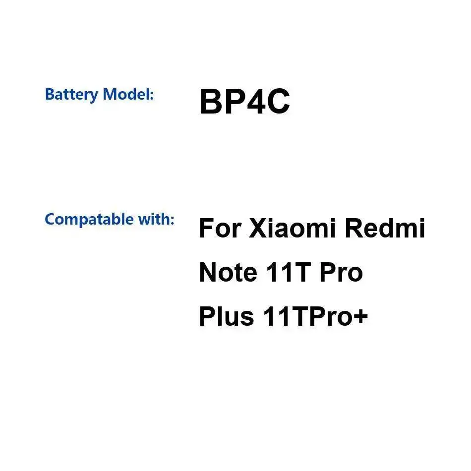 

Аккумулятор мобильного телефона для Xiaomi Redmi Note 11T Pro Plus 11Tpro + высокая производительность 4400 мАч BP4C