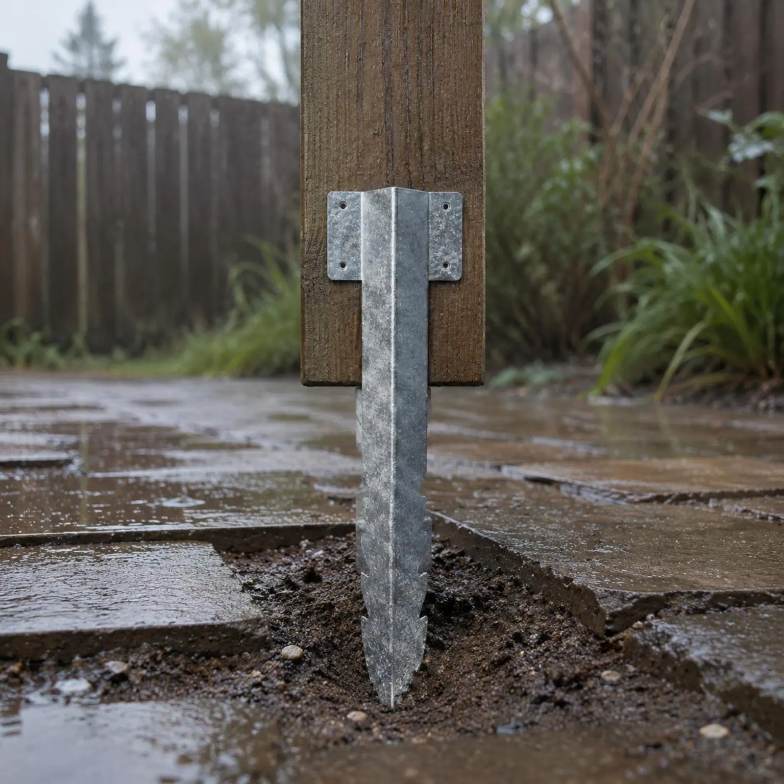 

2 Pieces Steel Post Spike Long-Lasting Ground Spike Anchor Fence Post Support Easy Installation Outdoor Hardware Thickened